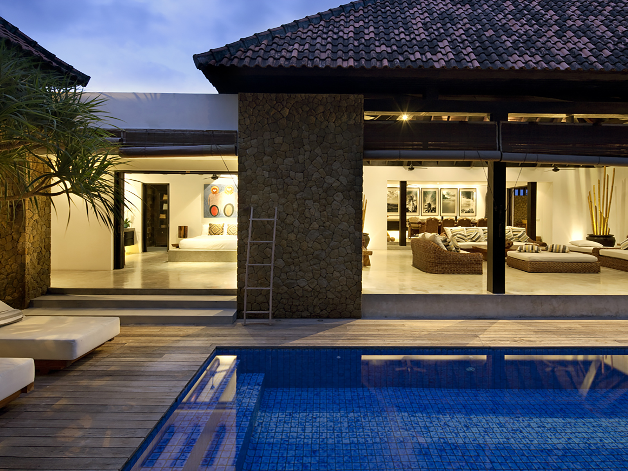 13. Villa Hana - Living area at night - Villa Hana, Canggu, Bali